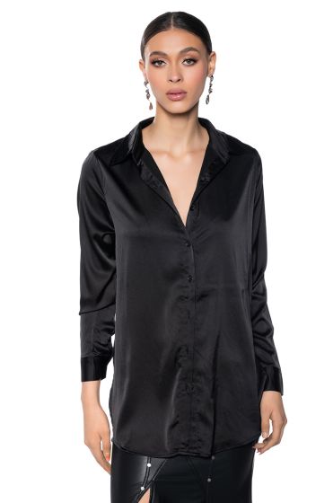 ASYOU satin shirt in black curated on LTK