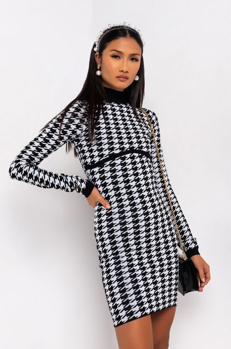 AS IS HOUNDSTOOTH SWEATER DRESS