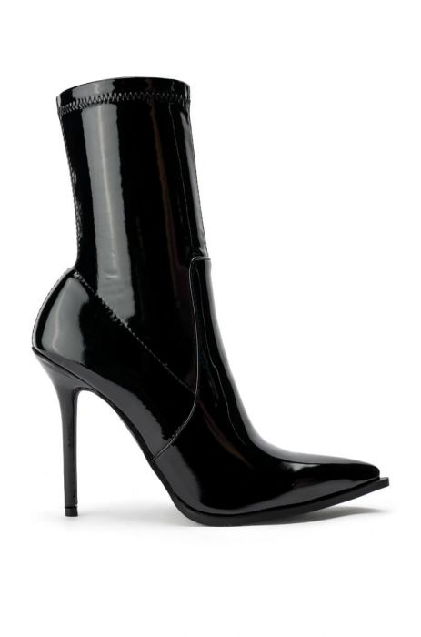 AZALEA WANG SERENITY PATENT STRETCH BOOTIE IN BLACKPATENT