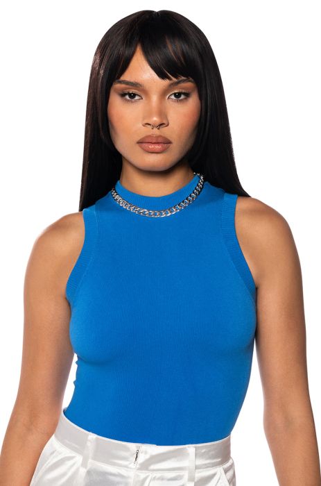 BACK TO THE BASICS HIGH NECK BODYSUIT IN PINK, ROYAL BLUE
