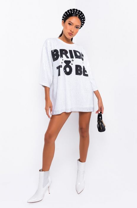 BRIDE TO BE SEQUIN SHIRT DRESS