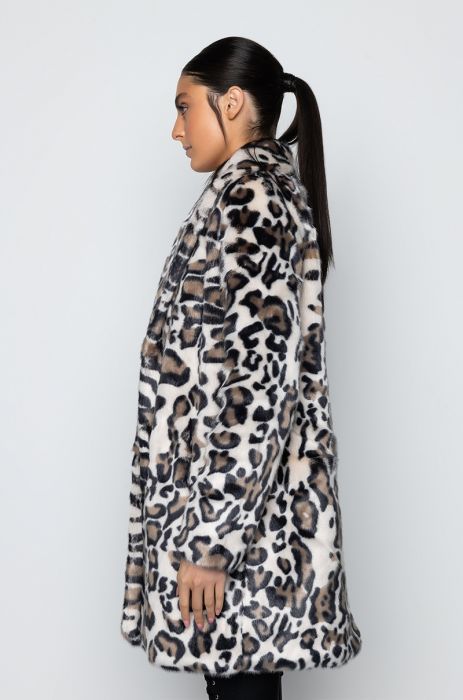 Cheetah Faux Fur Coat, Cheetah Faux Fur Coat With Hoodie