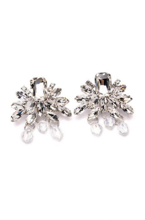 DRIP DROP EMBELLISHED STATEMENT STUDS in silver