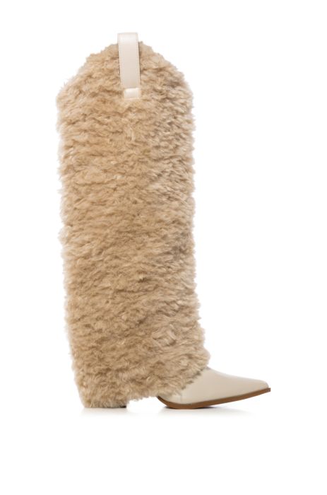 BUTTERFLY KISSES BEIGE FURRY BOOT