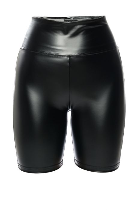 GET IT RIGHT, GET IT TIGHT FAUX LEATHER BIKER SHORTS WITH 4 WAY STRETCH