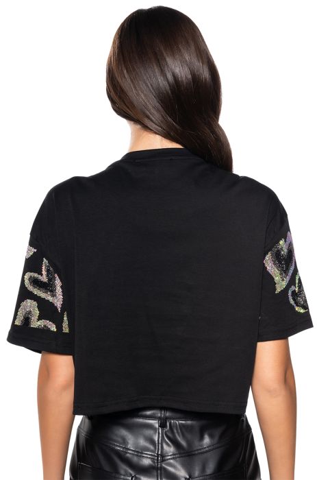 Akira Kiss Studded Cropped Band T-Shirt | Black | Size Small