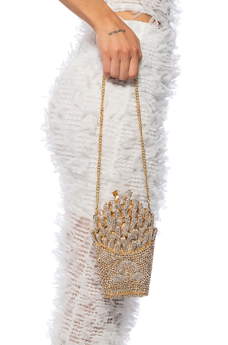 Akira French Fried All Day Blinged Clutch