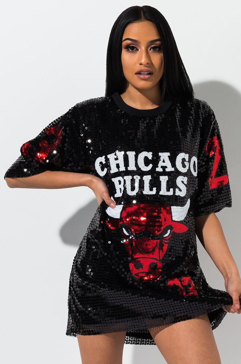 Sequin Chicago Bulls Jersey Dress 