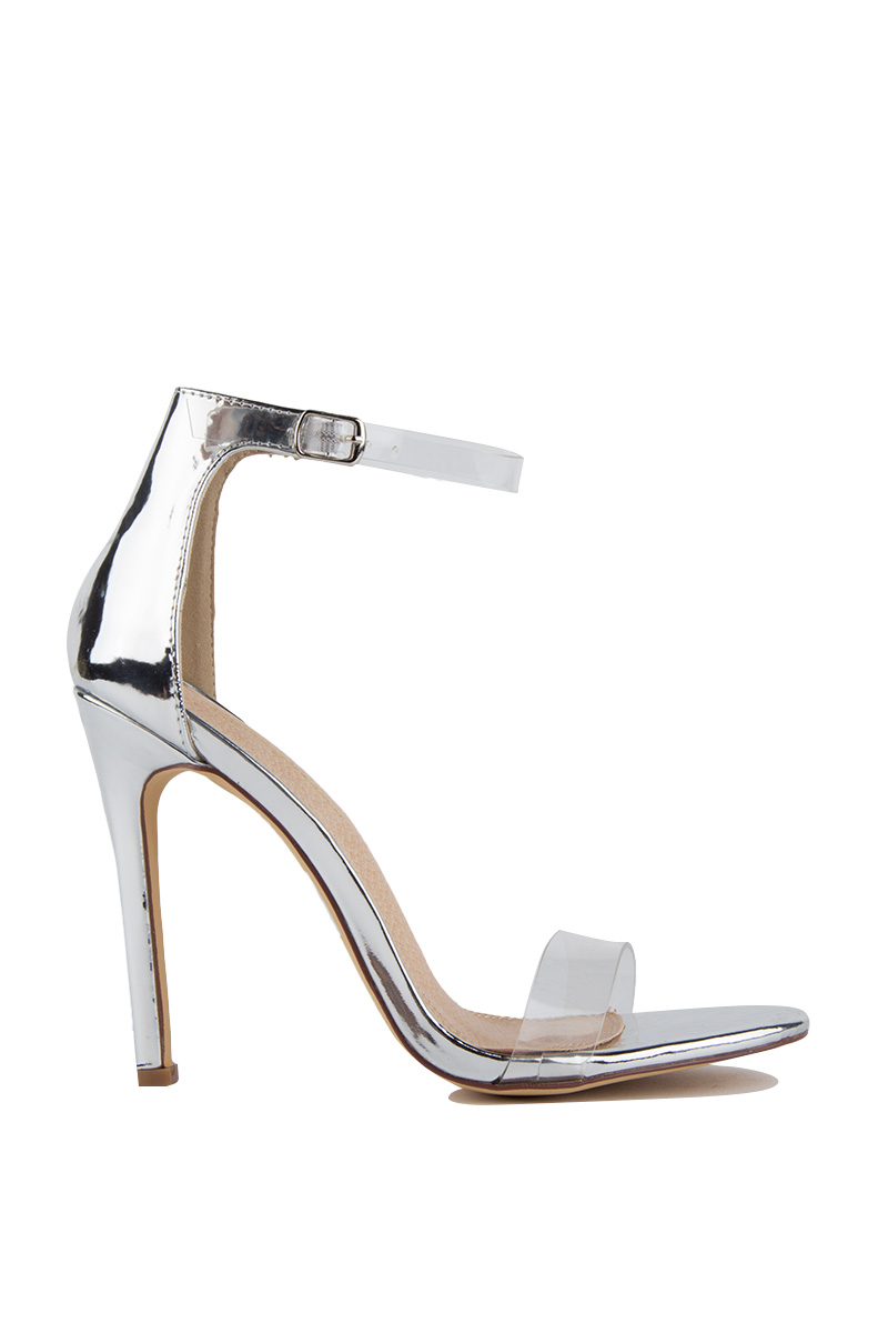 Clear Strappy Sandal in Rose Gold, Nude, Silver and Hologram
