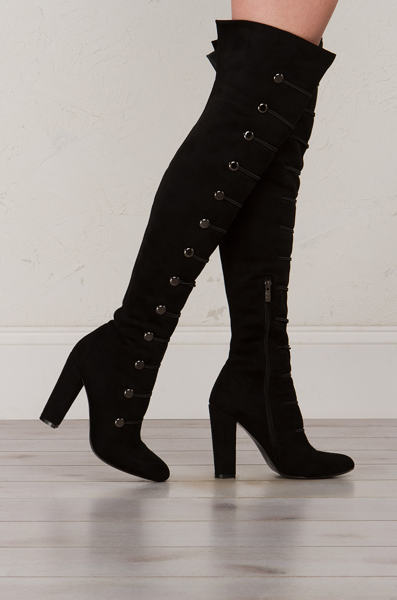 Military Over The Knee Boots in Black