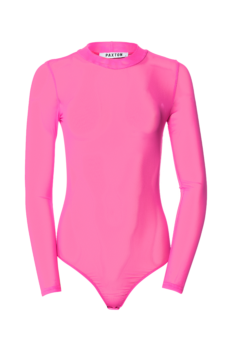 SHEIN Plus Mesh Yoke & Sleeve Bodysuit - Pink Shop