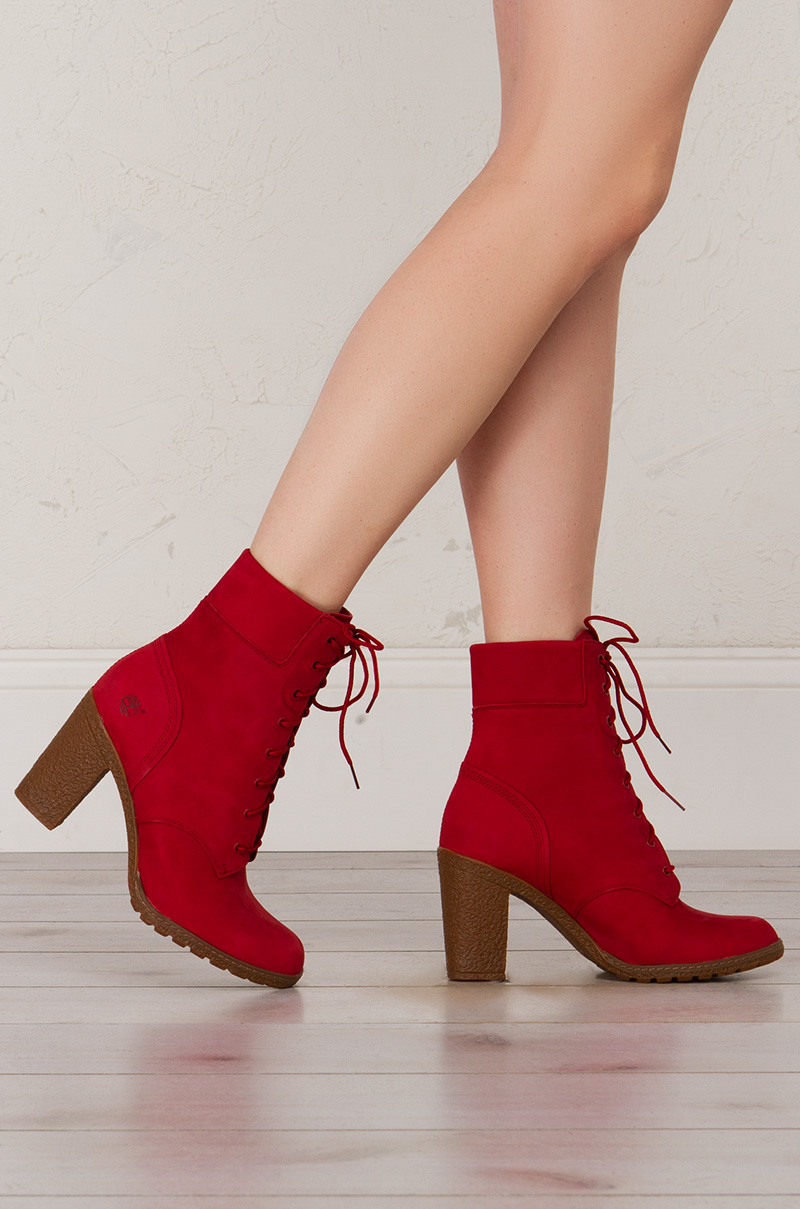 red timberland heels