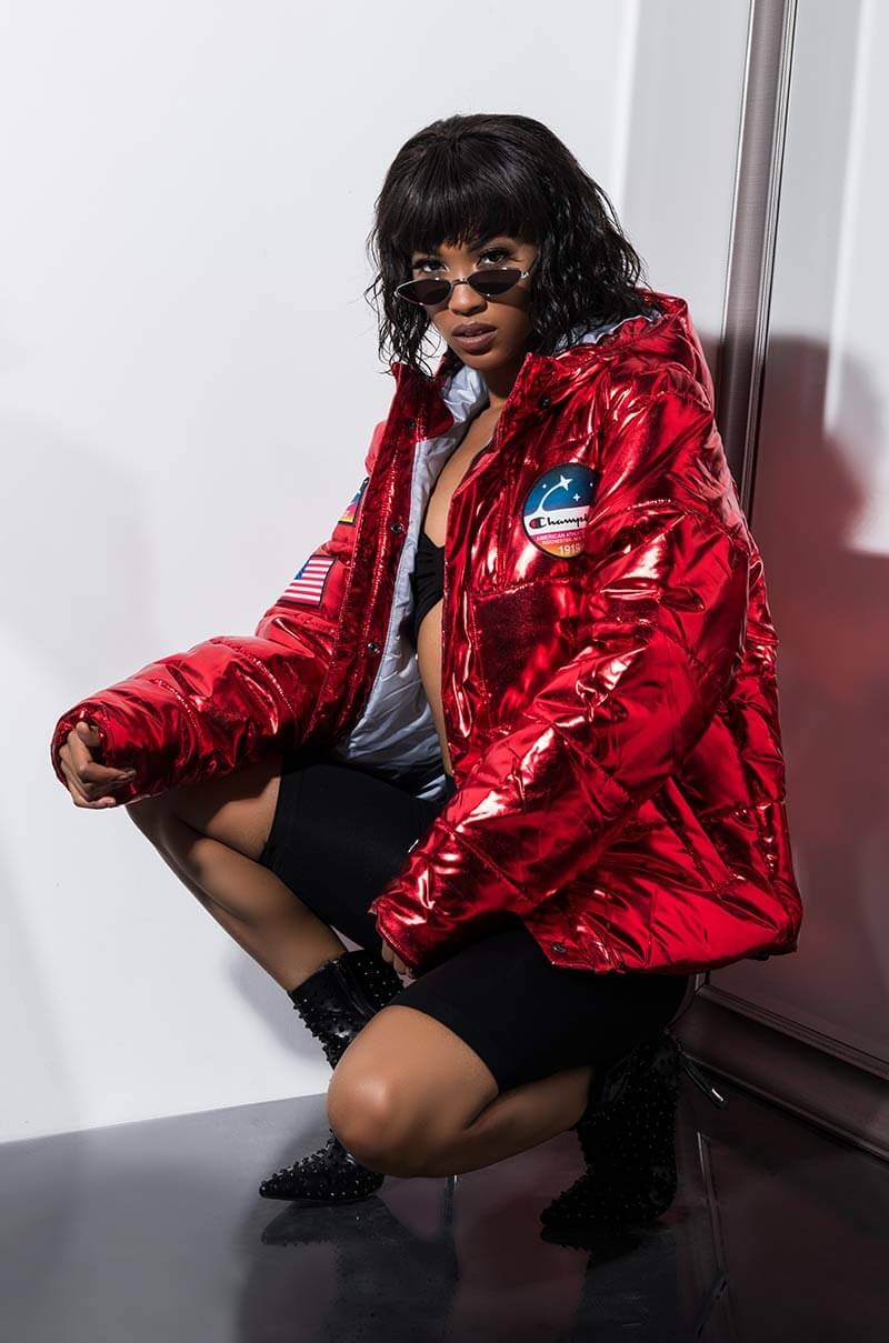 champion red bubble jacket
