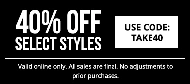40% Off Select Styles with code TAKE40.