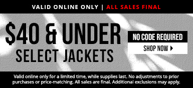 Shop $40 and under outerwear. No code neeeded. Valid online only. All sales final.
