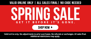 SPRING SALE. Get it before it's gone. No code needed. Valid online only. All sales final.