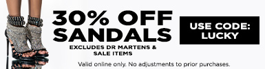 30% Off Sandals with code: LUCKY. Excludes Dr Martens and all sale items.