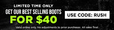 Shop our best selling boots for $40 with code: RUSH.
