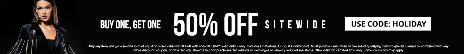 Buy one, get one 50% off sitewide with code HOLIDAY.